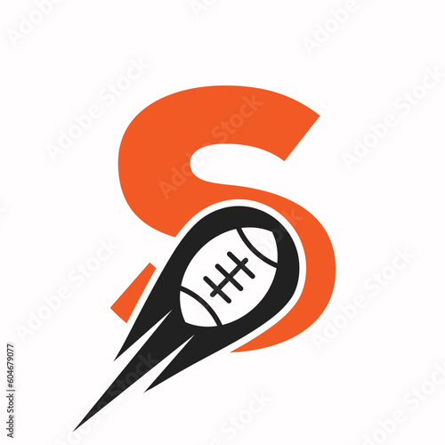 Initial Letter S Rugby Logo, American Football Symbol Combine With Rugby Ball Icon For American Soccer Logo Design