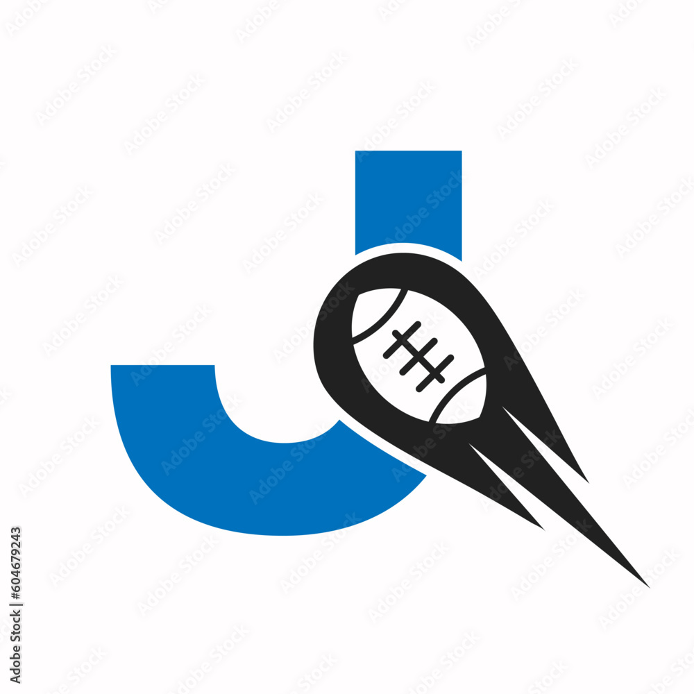 Initial Letter J Rugby Logo, American Football Symbol Combine With ...