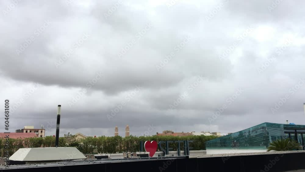 Rooftop view of Setif city. Park mall. 4K. I love Setif signboard. Setif, Algeria Rooftop view of Setif city. Park mall. 4K. I love Setif signboard. Setif, Algeria