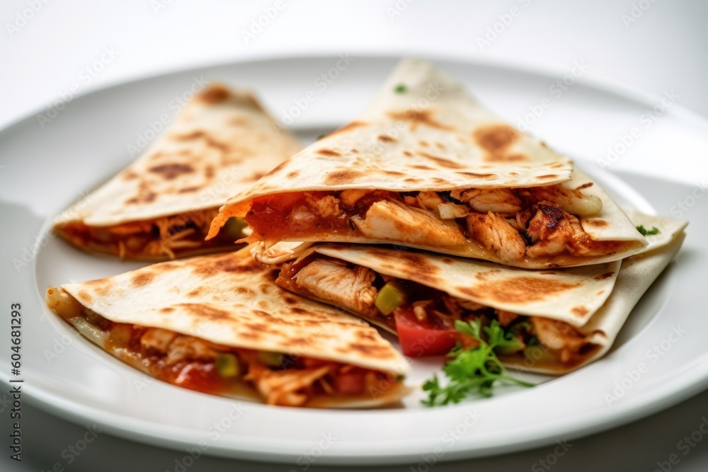Generative AI Quesadilla chicken mexico in plate mexican food top view Food Photography Generative AI Quesadilla chicken mexico in plate mexican food top view Food Photography