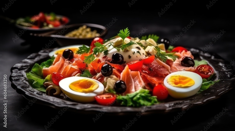 Healthy vegetable salad. Generative AI Healthy vegetable salad. Generative AI