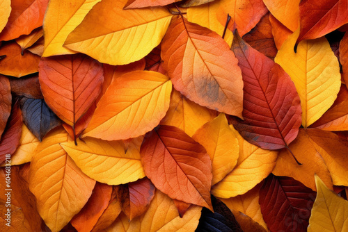 Colorful autumn background  beautiful fall nature wallpaper with red  yellow and orange leaves  AI Generated