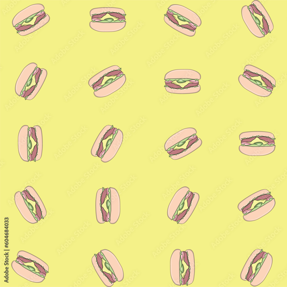 Seamless Pattern Bacground with Burger Seamless Pattern Bacground with Burger
