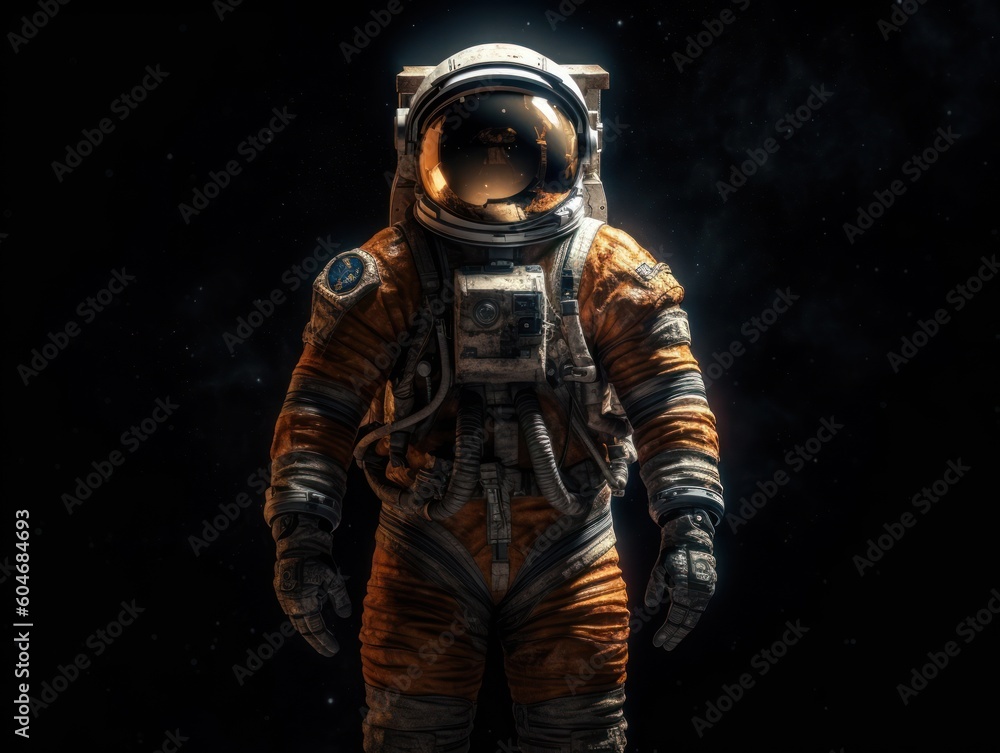 Astronaut in spacesuit against the background of the night sky Created with Generative AI technology Astronaut in spacesuit against the background of the night sky Created with Generative AI technology