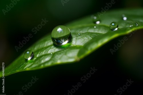 A macro of a water droplet on a leaf