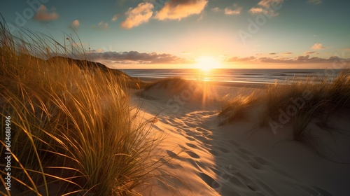 Close Up of Sand Dunes at the Beach. Sunset View © drdigitaldesign