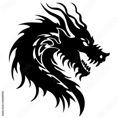 Dragon tattoo design, silhouette of a dragon © mgogo