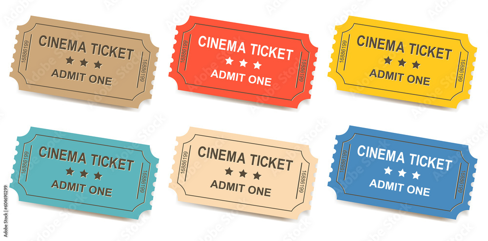 Fototapeta premium Vintage Color Ticket Isolated White Background