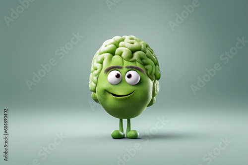 Funny Pea with a pea sized brain, Generative AI photo