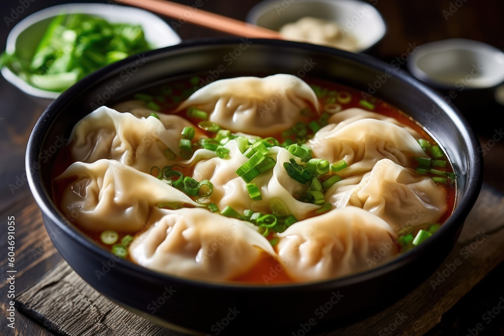 Generative AI Wonton Soup Originating in Northern China wontons Food Photography Generative AI Wonton Soup Originating in Northern China wontons Food Photography