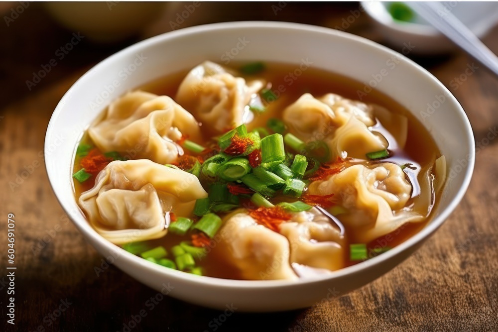 Generative AI Wonton Soup Originating in Northern China wontons Food Photography Generative AI Wonton Soup Originating in Northern China wontons Food Photography