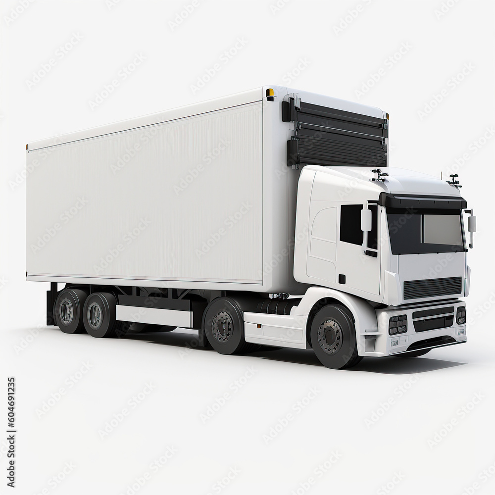 Ai generated illustration of cargo delivery truck against white background