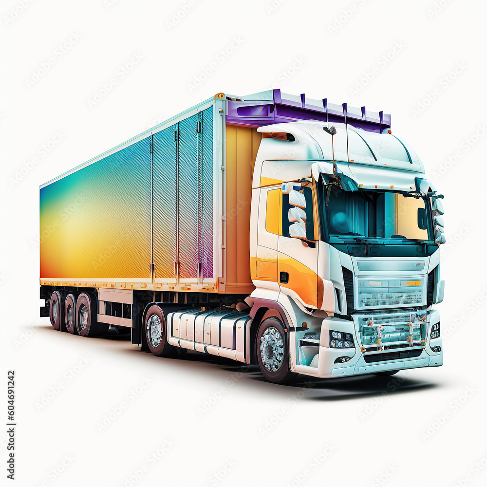 Ai generated illustration of cargo delivery truck against white background