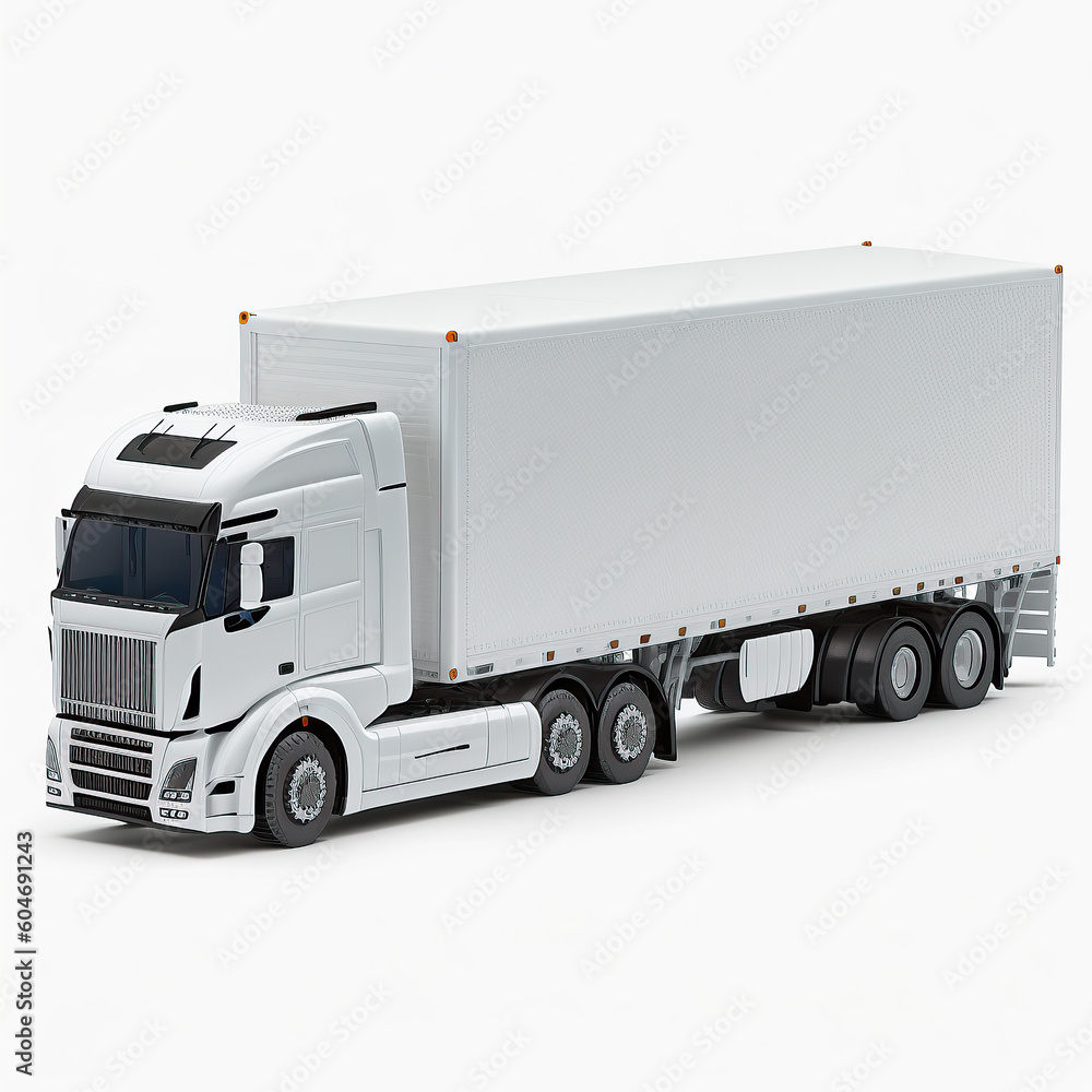 Ai generated illustration of cargo delivery truck against white background Ai generated illustration of cargo delivery truck against white background