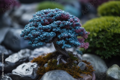 Wallpaper Mural Blue Bonsai Tree. Generative AI Torontodigital.ca