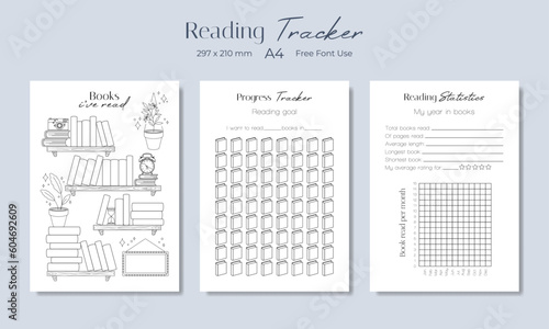Book reading tracker, vector illustration