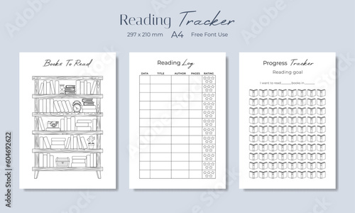 Book reading tracker  vector illustration