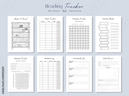 Book reading tracker, vector illustration