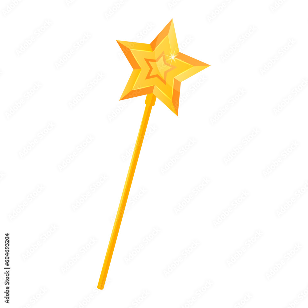 Magic wand, golden magic wand, vector illustration Magic wand, golden magic wand, vector illustration