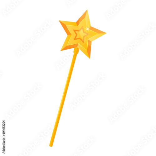 Magic wand, golden magic wand, vector illustration