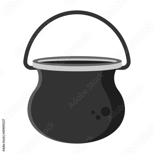 Pot, empty black pot, halloween holiday, vector illustration