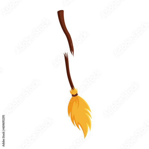 Broken witch broom isolated on white background