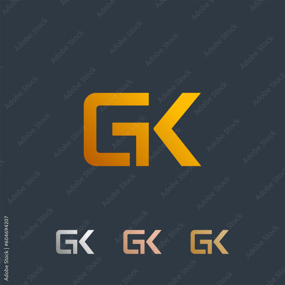GK Letter Initial Logo Design Vector Template 