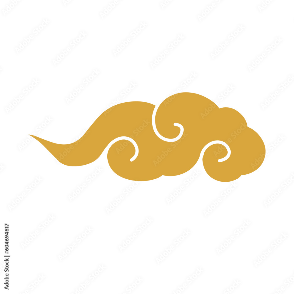 hand drawn cloud with Japanese pattern vector