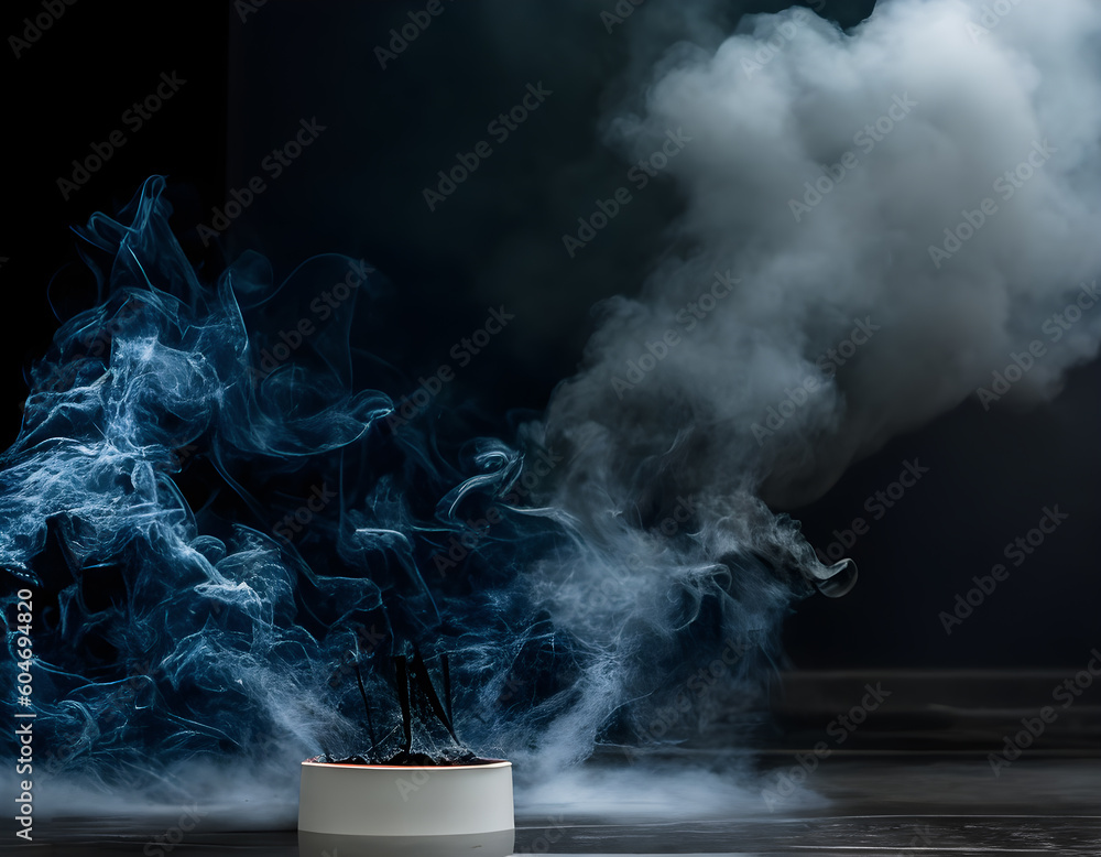 Smoke or fog steam set on black color background. Hazy steam curls for ...