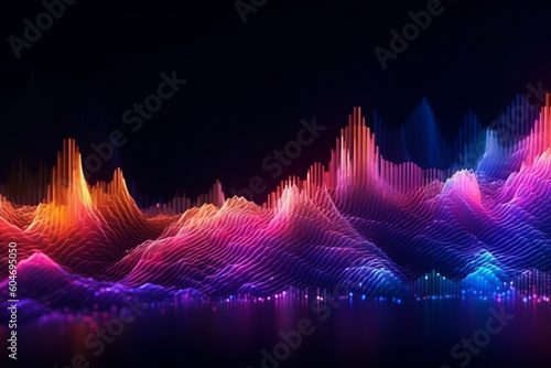 Vibrant illustration captures the essence of data flow through dynamic ripples and waves. Ai generated