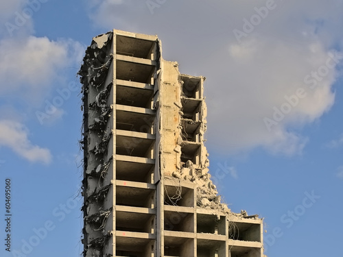 Old apartment block being demolished in Rabot neighborhood, Ghent, Flanders, Belgium  photo