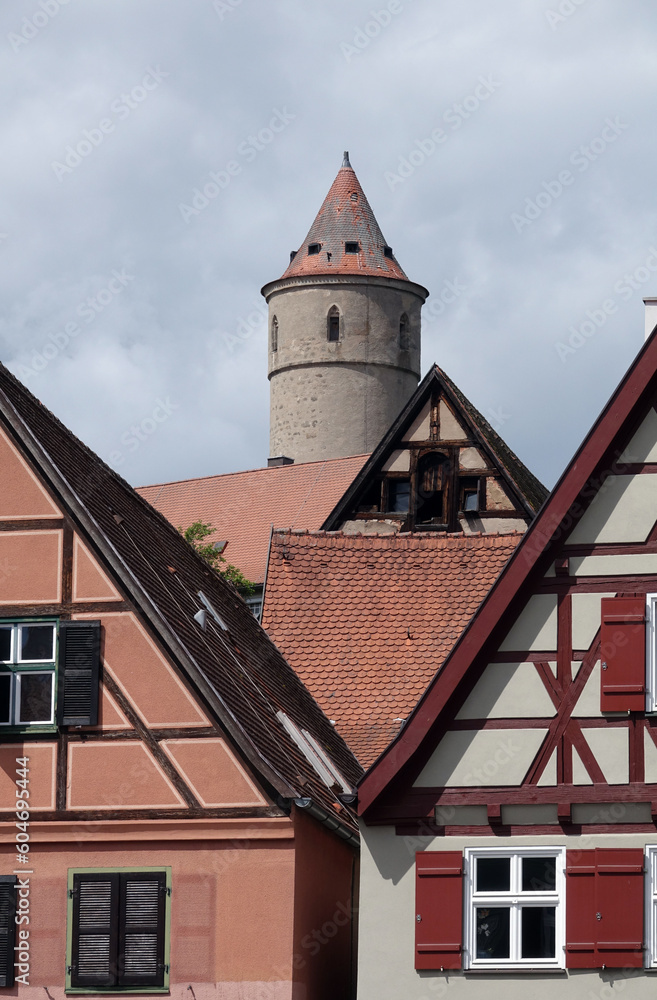 Altstadt und Gruener Turm in Dinkelsbuehl Altstadt und Gruener Turm in Dinkelsbuehl