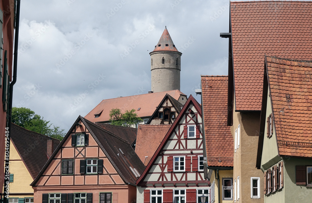 Altstadt und Gruener Turm in Dinkelsbuehl