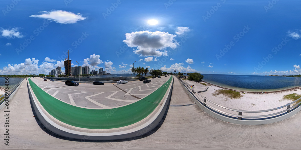 360 equirectangular image of waters of Key Biscayne Miami FL