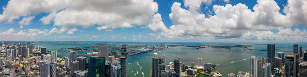 Beautiful aerial panorama print Miami Brickell
