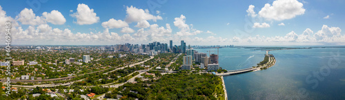 Aerial panorama Miami Key Biscayne Downtown and Brickell