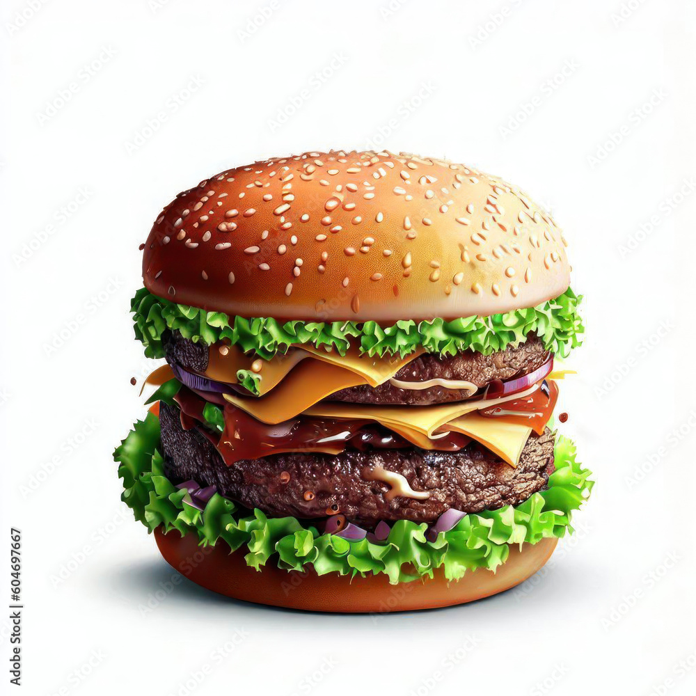 Wholesome Burger Realistic Food Illustration, Generative AI Wholesome Burger Realistic Food Illustration, Generative AI