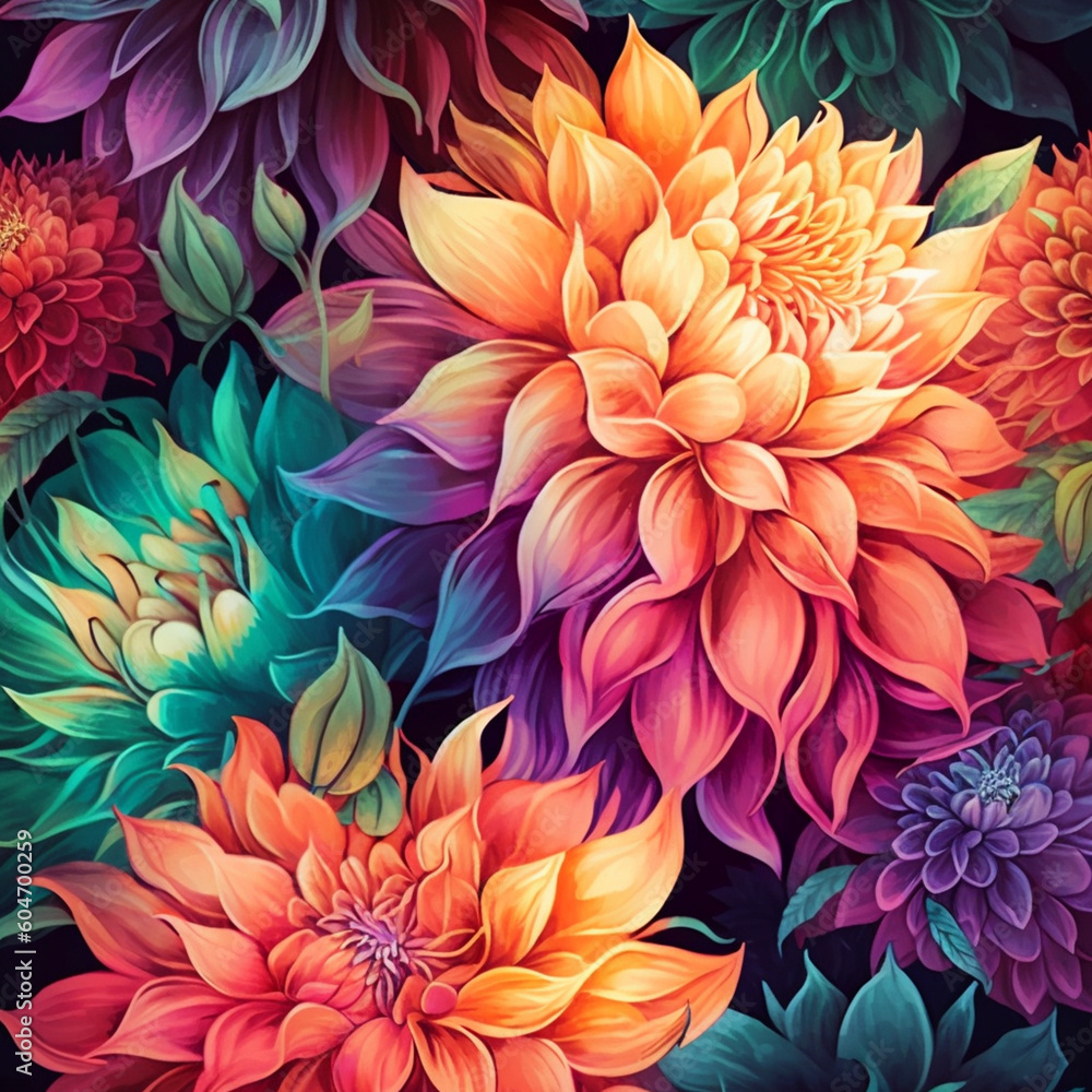 Blooming Watercolors: Delicate Floral Patterns Generative AI
