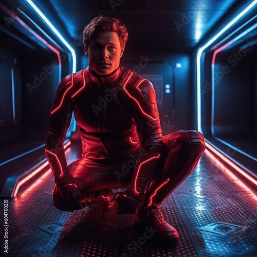 Photo realistic science-fiction, fantasy, superhero, super soldier illustration. Anatomy and lighting reference. Generative AI.