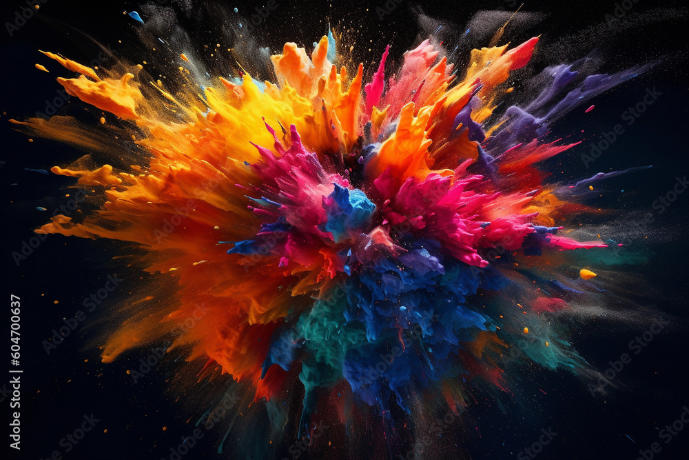 Ilustration of a dynamic and explosive splash of vibrant paint. Ai generated Ilustration of a dynamic and explosive splash of vibrant paint. Ai generated