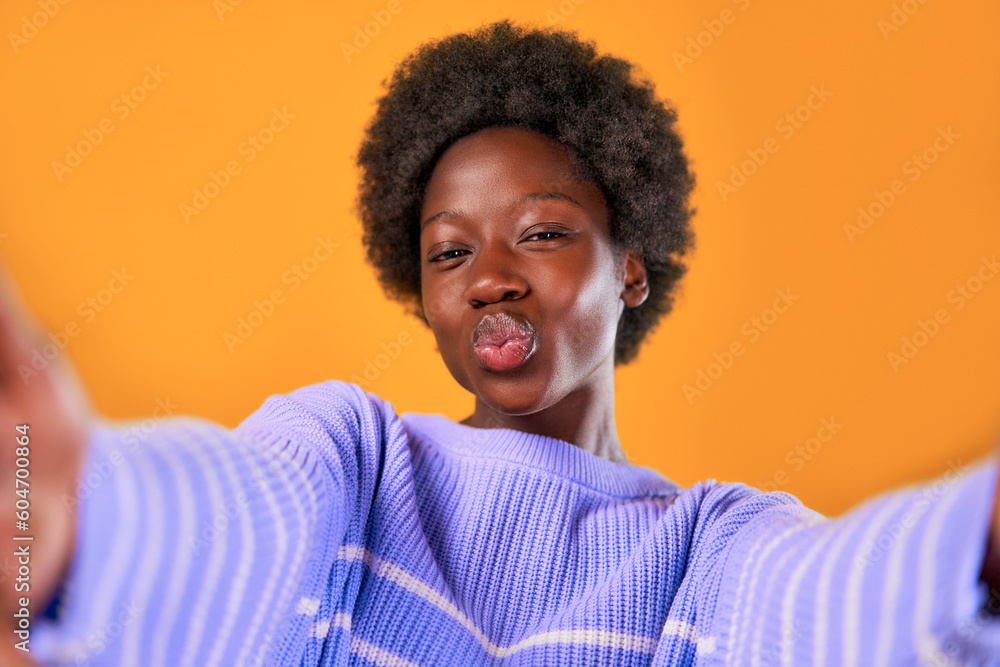 African-American woman isolated in the background African-American woman isolated in the background