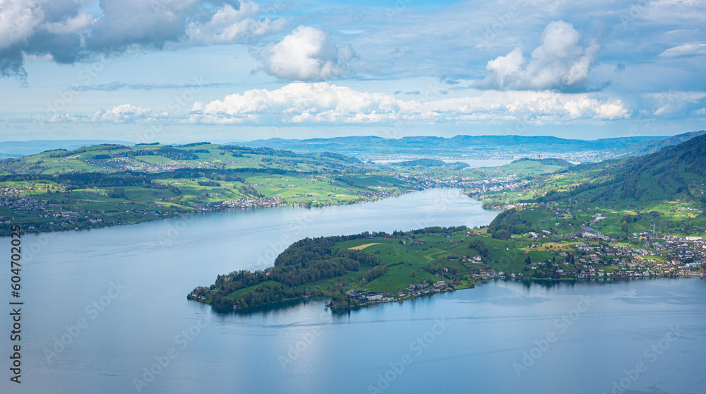 Beautiful view from Mount Bürgenstock over Lake Lucerne in Switzerland