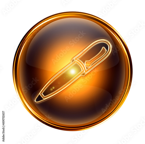 pen icon gold, isolated on black background