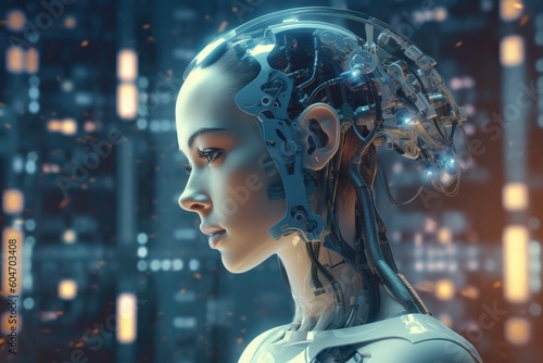 robotic ai . futuristic technology or machine learning 