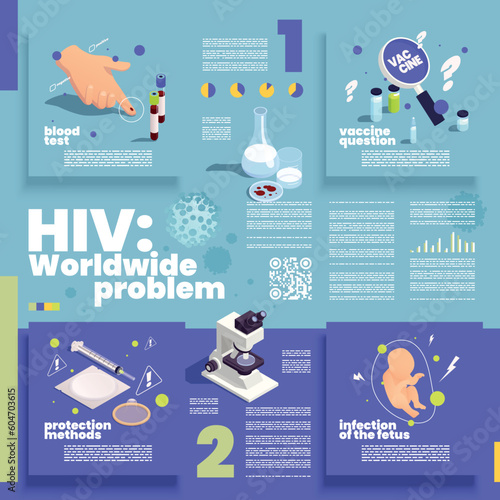 Hiv Isometric Infographics