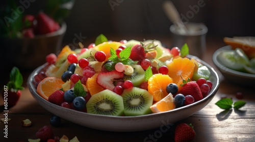 Healthy fresh fruit salad in bowl