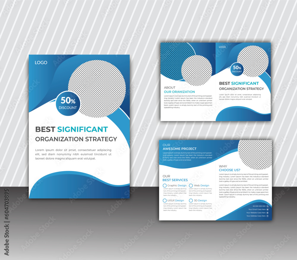 business brochure layout design, 4 page corporate brochure editable template layout, minimal business brochure design.