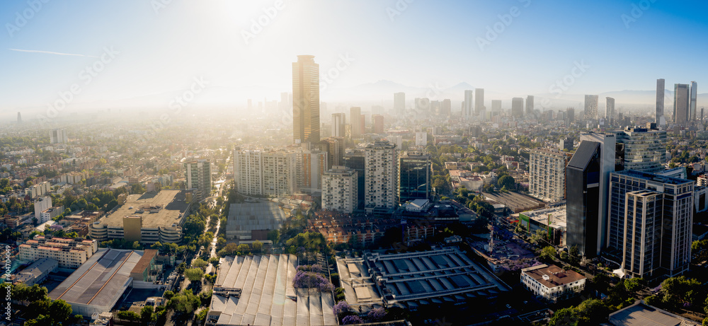 Anamorphic Sunrise Shot Against Light from Anzures, Mexico City During Golden Hour