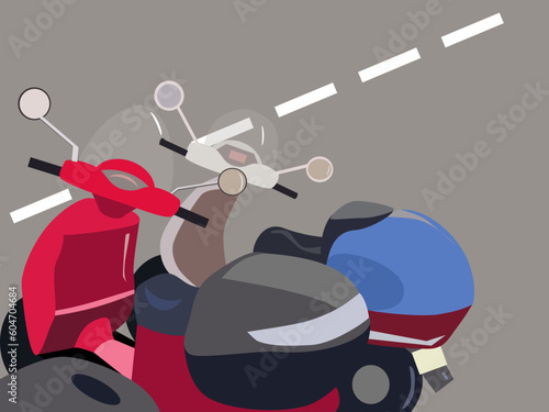 motor scooter on the road on a clear day