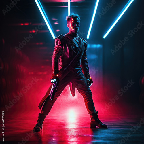 Photo realistic science-fiction, fantasy, superhero, super soldier illustration. Anatomy and lighting reference. Generative AI.